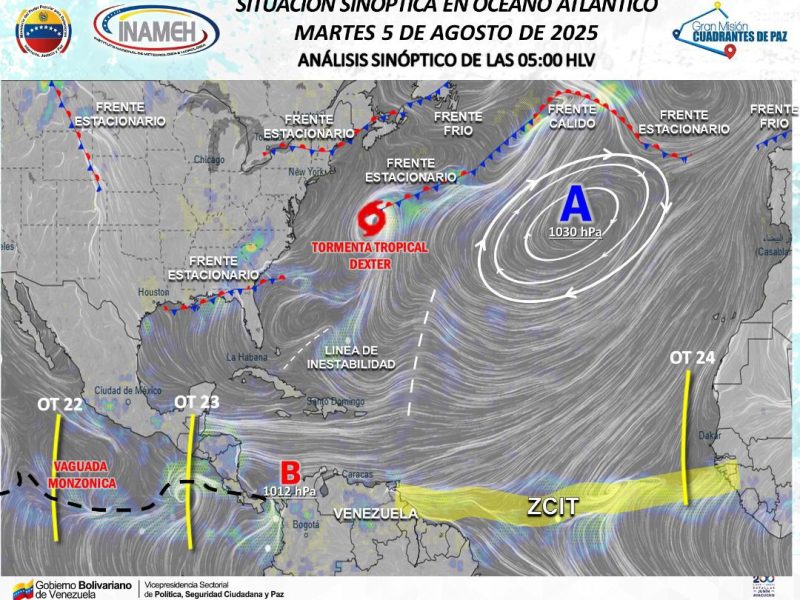 Chubascos y tormentas eléctricas este 5 de agosto en Venezuela