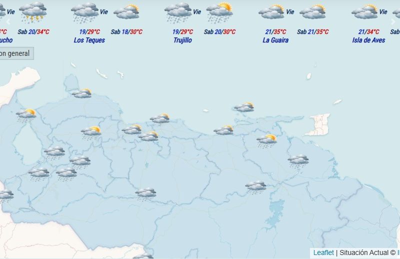 Inameh pronostica lluvias en zonas de Venezuela este 28 de agosto