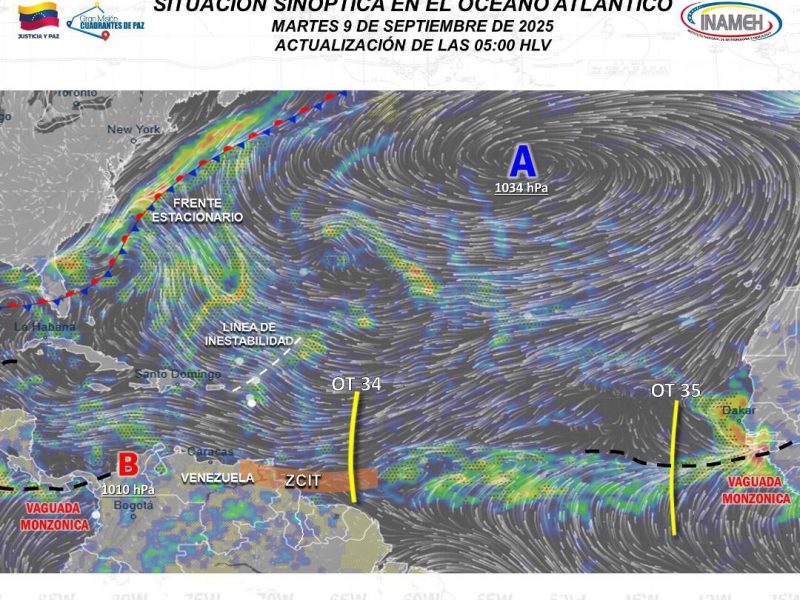 Habrá lluvias este 9 de septiembre en zonas de Venezuela