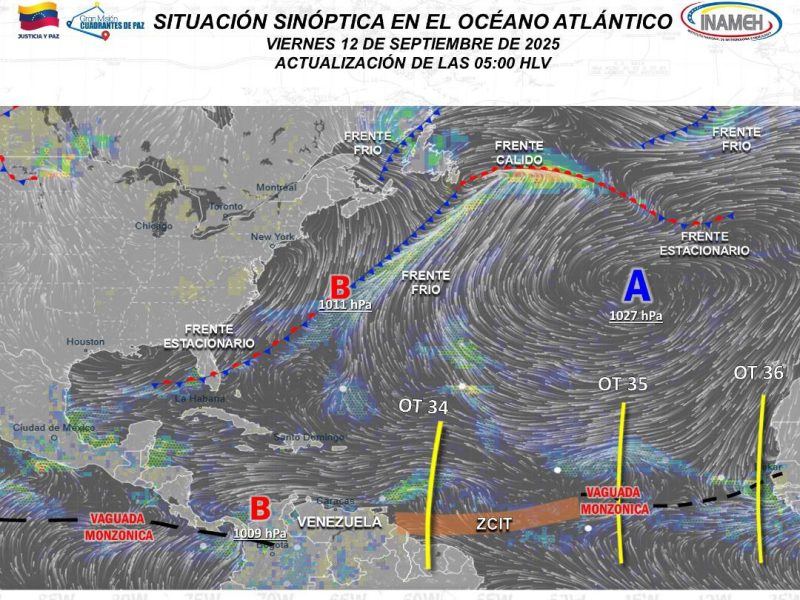 Inameh estima lluvias intensas este 12 de septiembre por llegada de onda 34