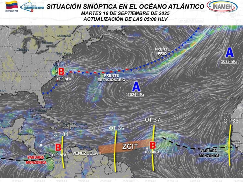 Lluvias de intensidad variable en zonas de Venezuela este 16 de septiembre