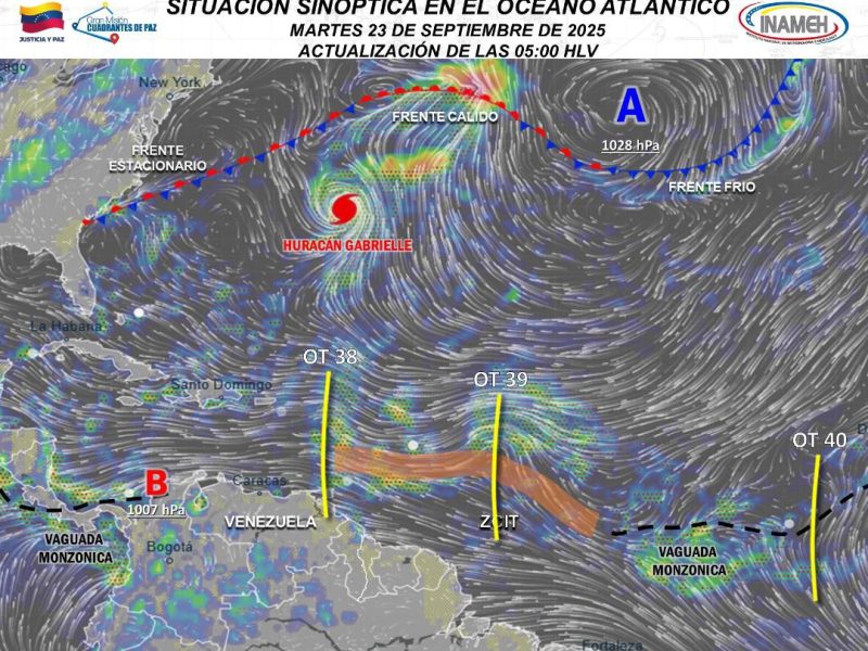 Onda tropical 38 entra a Venezuela e incrementará lluvias este 23 de septiembre