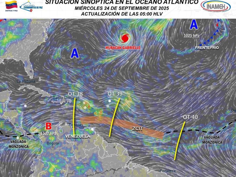 Inameh pronostica lluvias en Venezuela para este 24 de septiembre