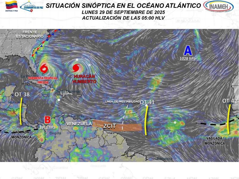 Inameh pronostica lluvias de intensidad variable en Venezuela este 29 de septiembre