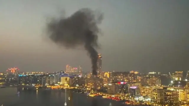 Foto de un ataque iraní en Dubai