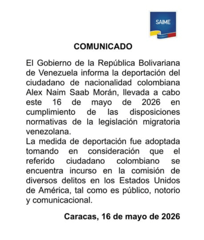 Gobierno interino confirma extradición de Alex Saab