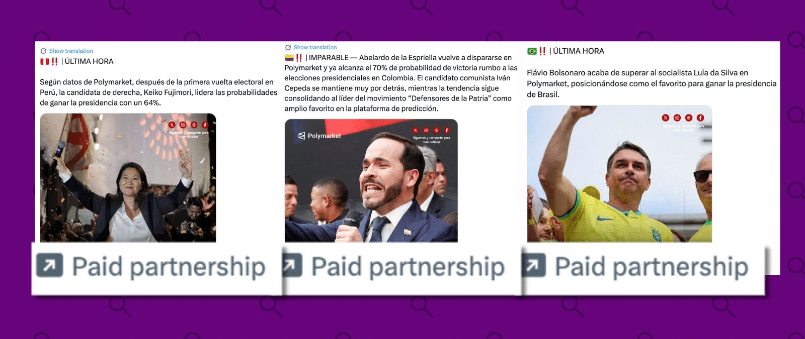 Polymarket, compañía asesorada por Trump Jr., invierte en X para divulgar narrativas a favor de políticos en América Latina