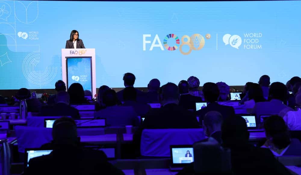 Delcy Rodríguez lanza en Roma el plan “Venezuela Alimenta” y promete “hambre cero” en el país